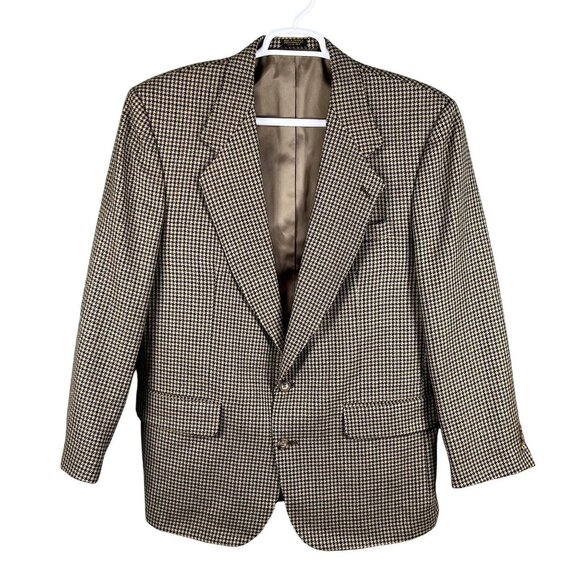 Oscar De La Renta Mens 43R Houndstooth Wool Blazer Jacket Sportcoat Timeless - Picture 1 of 16